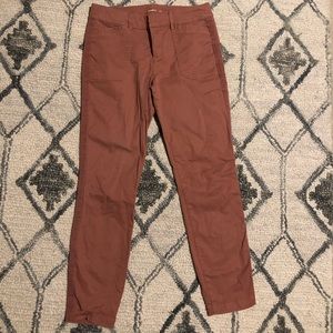 Dusty rose colored pixie pants
